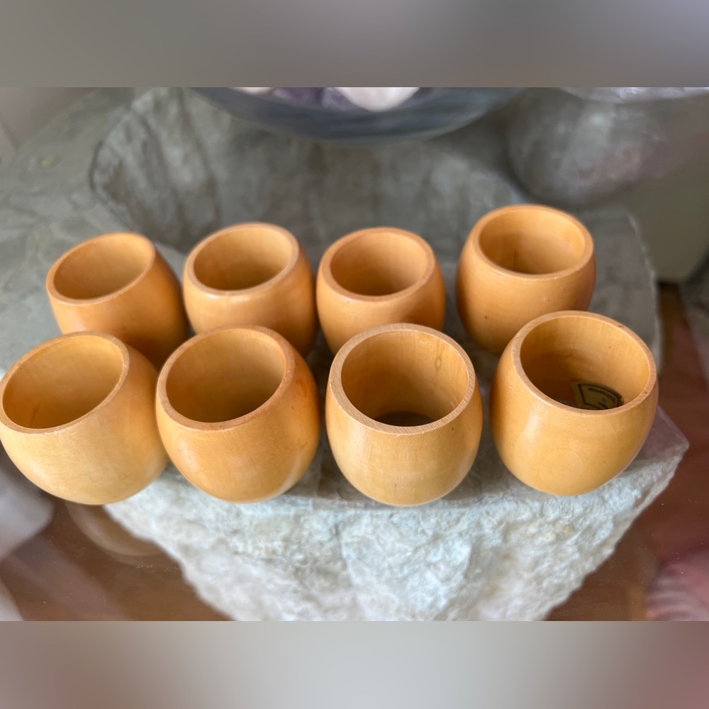 wood napkin rings - set of 8